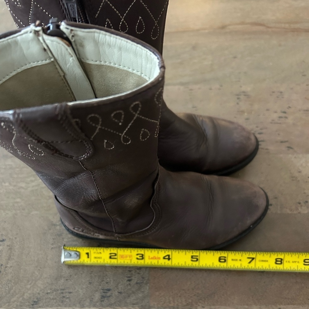 Clarks Toddler Dark Brown Embroidered Cowboy Boots - Picture 7 of 9